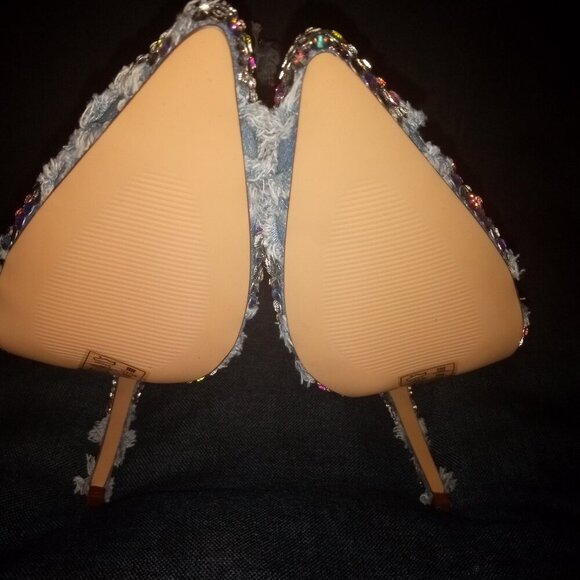 AZALEA WANG " DENIM DYNASTY "  DENIM EMBELLISHED BOOTIE( BRAND NEW !!!!!!! - Picture 6 of 7